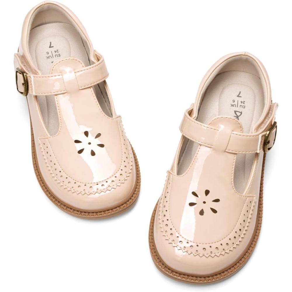image:imageDREAM PAIRS Toddler Little Girls Mary Jane Dress Shoes Ballet Flats for Girl School Uniform ShoesNude