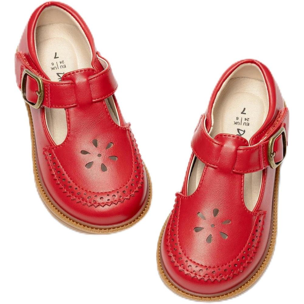 image:imageDREAM PAIRS Toddler Little Girls Mary Jane Dress Shoes Ballet Flats for Girl School Uniform ShoesRed