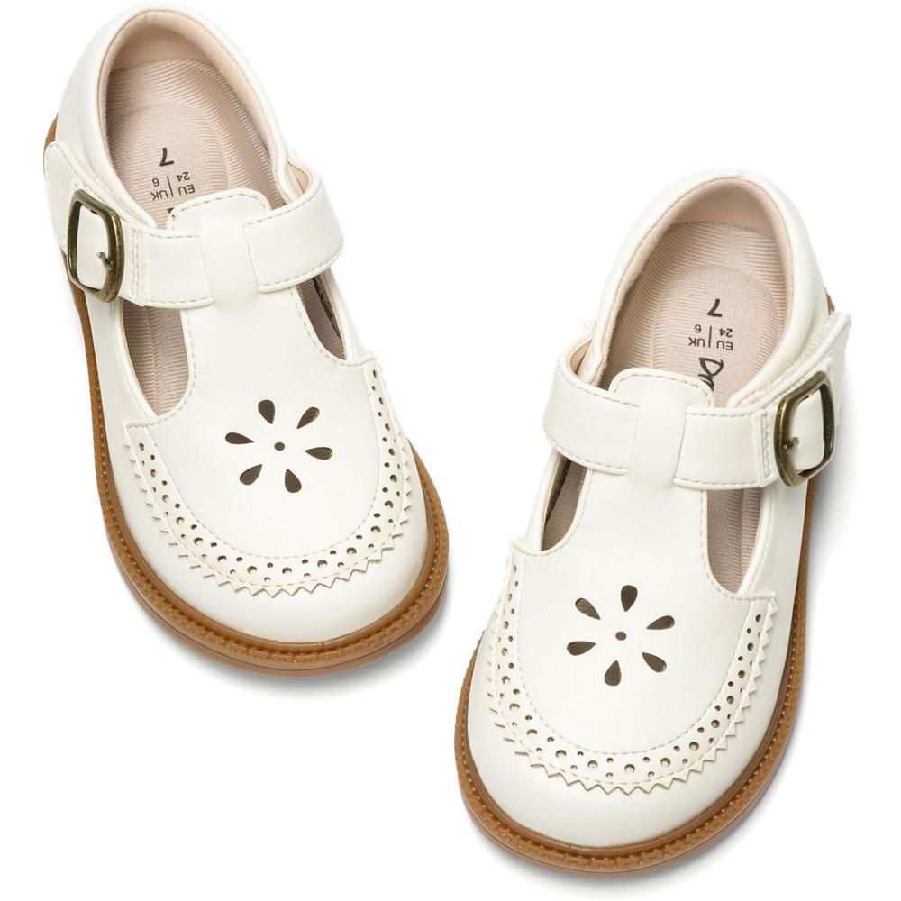 image:imageDREAM PAIRS Toddler Little Girls Mary Jane Dress Shoes Ballet Flats for Girl School Uniform ShoesWhite