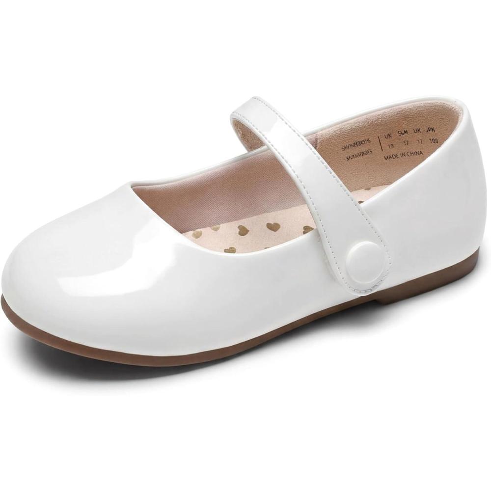 image:imageDREAM PAIRS Toddler Little Girls Mary Jane Dress Shoes Wedding Ballet Flats Round Toe Flower Girl ShoesWhite
