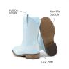 DREAM PAIRS Girls Cowboy Boots Floral Embroidered Classic Western Cowgirl Boots Square Toe Mid Calf Side Zipper Horsing Party Toddler/Little/Big Kids(Light Blue)