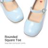 DREAM PAIRS Girls Dress Shoes Mary Jane Low Heels Flower Wedding Party Pump Prom Footwear for Little/Big Kids(Light Blue)