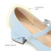 DREAM PAIRS Girls Dress Shoes Mary Jane Low Heels Flower Wedding Party Pump Prom Footwear for Little/Big Kids(Light Blue)