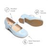 DREAM PAIRS Girls Dress Shoes Mary Jane Low Heels Flower Wedding Party Pump Prom Footwear for Little/Big Kids(Light Blue)