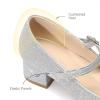 DREAM PAIRS Girls Dress Shoes Mary Jane Low Heels Flower Wedding Party Pump Prom Footwear for Little/Big Kids(Silver)