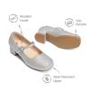 DREAM PAIRS Girls Dress Shoes Mary Jane Low Heels Flower Wedding Party Pump Prom Footwear for Little/Big Kids(Silver)