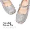 DREAM PAIRS Girls Dress Shoes Mary Jane Low Heels Flower Wedding Party Pump Prom Footwear for Little/Big Kids(Silver)