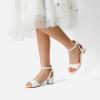 DREAM PAIRS Girls Sandals Chunky Pump Ankle Strap High Heels Dress Open Toe Flower Wedding Party for Little Big Kid(White-pat)