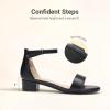 DREAM PAIRS Girls Sandals Low Heel Dress Pump Ankle Strap Flower Wedding Party Shoes for Little Kid/Big Kid(Black)