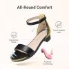 DREAM PAIRS Girls Sandals Low Heel Dress Pump Ankle Strap Flower Wedding Party Shoes for Little Kid/Big Kid(Black)