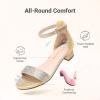 DREAM PAIRS Girls Sandals Low Heel Dress Pump Ankle Strap Flower Wedding Party Shoes for Little Kid/Big Kid(Gold)