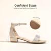 DREAM PAIRS Girls Sandals Low Heel Dress Pump Ankle Strap Flower Wedding Party Shoes for Little Kid/Big Kid(Gold)