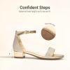DREAM PAIRS Girls Sandals Low Heel Dress Pump Ankle Strap Flower Wedding Party Shoes for Little Kid/Big Kid(Gold-glitter)