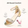 DREAM PAIRS Girls Sandals Low Heel Dress Pump Ankle Strap Flower Wedding Party Shoes for Little Kid/Big Kid(Gold-glitter)