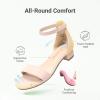 DREAM PAIRS Girls Sandals Low Heel Dress Pump Ankle Strap Flower Wedding Party Shoes for Little Kid/Big Kid(Nude)