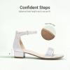DREAM PAIRS Girls Sandals Low Heel Dress Pump Ankle Strap Flower Wedding Party Shoes for Little Kid/Big Kid(Silver)