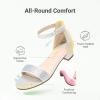 DREAM PAIRS Girls Sandals Low Heel Dress Pump Ankle Strap Flower Wedding Party Shoes for Little Kid/Big Kid(Silver)
