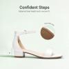 DREAM PAIRS Girls Sandals Low Heel Dress Pump Ankle Strap Flower Wedding Party Shoes for Little Kid/Big Kid(White)