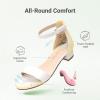 DREAM PAIRS Girls Sandals Low Heel Dress Pump Ankle Strap Flower Wedding Party Shoes for Little Kid/Big Kid(White)