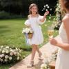 DREAM PAIRS Girls Sandals Low Heel Dress Pump Ankle Strap Flower Wedding Party Shoes for Little Kid/Big Kid(White)