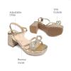 DREAM PAIRS Girls Sandals Open Toe Low Block Chunky Heels Sandals Bow Flower Party Dress Pumps Shoes for Little Big Kid(Gold-glitter)