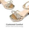 DREAM PAIRS Girls Sandals Open Toe Low Block Chunky Heels Sandals Bow Flower Party Dress Pumps Shoes for Little Big Kid(Gold-glitter)