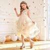 DREAM PAIRS Girls Sandals Open Toe Low Block Chunky Heels Sandals Bow Flower Party Dress Pumps Shoes for Little Big Kid(Gold-glitter)