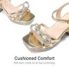 DREAM PAIRS Girls Sandals Open Toe Low Block Chunky Heels Sandals Bow Flower Party Dress Pumps Shoes for Little Big Kid(Gold-metallic)