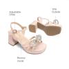 DREAM PAIRS Girls Sandals Open Toe Low Block Chunky Heels Sandals Bow Flower Party Dress Pumps Shoes for Little Big Kid(Pink)
