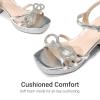 DREAM PAIRS Girls Sandals Open Toe Low Block Chunky Heels Sandals Bow Flower Party Dress Pumps Shoes for Little Big Kid(Silver)