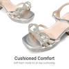 DREAM PAIRS Girls Sandals Open Toe Low Block Chunky Heels Sandals Bow Flower Party Dress Pumps Shoes for Little Big Kid(Silver-metallic)