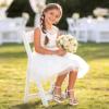 DREAM PAIRS Girls Sandals Open Toe Low Block Chunky Heels Sandals Bow Flower Party Dress Pumps Shoes for Little Big Kid(White)