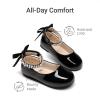 DREAM PAIRS Toddler Little Girls Dress Shoes Flower Girl Mary Jane Ballet Flat Shoes with Pearl Ankle Strap & Satin Bow for Wedding/Party(Black)