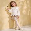 DREAM PAIRS Toddler Little Girls Dress Shoes Flower Girl Mary Jane Ballet Flat Shoes with Pearl Ankle Strap & Satin Bow for Wedding/Party(Ivory)