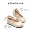 DREAM PAIRS Toddler Little Girls Dress Shoes Flower Girl Mary Jane Ballet Flat Shoes with Pearl Ankle Strap & Satin Bow for Wedding/Party(Ivory)