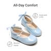 DREAM PAIRS Toddler Little Girls Dress Shoes Flower Girl Mary Jane Ballet Flat Shoes with Pearl Ankle Strap & Satin Bow for Wedding/Party(Light Blue)