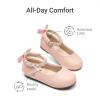 DREAM PAIRS Toddler Little Girls Dress Shoes Flower Girl Mary Jane Ballet Flat Shoes with Pearl Ankle Strap & Satin Bow for Wedding/Party(Pink)