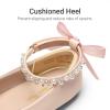 DREAM PAIRS Toddler Little Girls Dress Shoes Flower Girl Mary Jane Ballet Flat Shoes with Pearl Ankle Strap & Satin Bow for Wedding/Party(Pink)