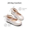 DREAM PAIRS Toddler Little Girls Dress Shoes Flower Girl Mary Jane Ballet Flat Shoes with Pearl Ankle Strap & Satin Bow for Wedding/Party(White)