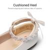 DREAM PAIRS Toddler Little Girls Dress Shoes Flower Girl Mary Jane Ballet Flat Shoes with Pearl Ankle Strap & Satin Bow for Wedding/Party(White)