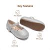 DREAM PAIRS Toddler Little Girls Mary Jane Dress Shoes Wedding Ballet Flats Round Toe Flower Girl Shoes(Silver)
