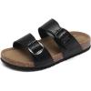 DREAM PAIRS Girls Boys Slides For Kids Non-Slip with Adjustable Straps for Indoor & Outdoor Toddler Little Kid/Big Kid(Black)