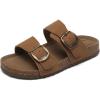 DREAM PAIRS Girls Boys Slides For Kids Non-Slip with Adjustable Straps for Indoor & Outdoor Toddler Little Kid/Big Kid(Camel)