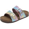 DREAM PAIRS Girls Boys Slides For Kids Non-Slip with Adjustable Straps for Indoor & Outdoor Toddler Little Kid/Big Kid(Rainbow)