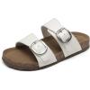 DREAM PAIRS Girls Boys Slides For Kids Non-Slip with Adjustable Straps for Indoor & Outdoor Toddler Little Kid/Big Kid(White)