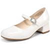 DREAM PAIRS Girls Dress Shoes Mary Jane Low Heels Flower Wedding Party Pump Prom Footwear for Little/Big Kids(White)