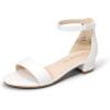 DREAM PAIRS Girls Sandals Low Heel Dress Pump Ankle Strap Flower Wedding Party Shoes for Little Kid/Big Kid(White)
