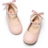 DREAM PAIRS Toddler Little Girls Dress Shoes Flower Girl Mary Jane Ballet Flat Shoes with Pearl Ankle Strap & Satin Bow for Wedding/Party(Pink)