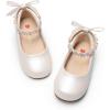 DREAM PAIRS Toddler Little Girls Dress Shoes Flower Girl Mary Jane Ballet Flat Shoes with Pearl Ankle Strap & Satin Bow for Wedding/Party(White)