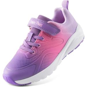 DREAM PAIRS Girls Running Shoes Kids Sneakers Tennis ColorBurst Lightweight Casual Walking Shoes(Purple/Hot Pink)